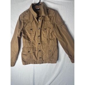 Tommy Hilfiger Womens Tan Khaki Utility Field Jacket Button Front Size M